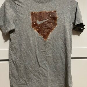 Nike baseball grey tee with home plate decal